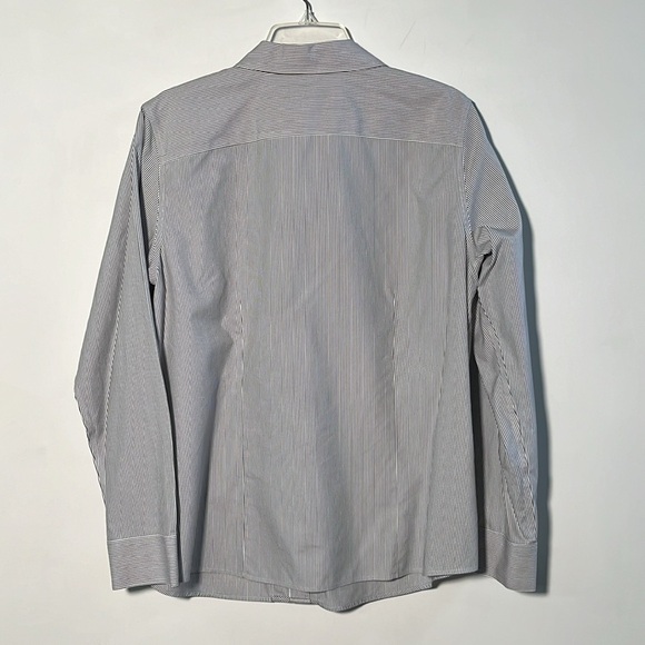 GOLD LABEL INVESTMENTS Non- Iron Chevron/Stripe Cotton BLK/WHT Career Blouse 16 - Picture 2 of 16